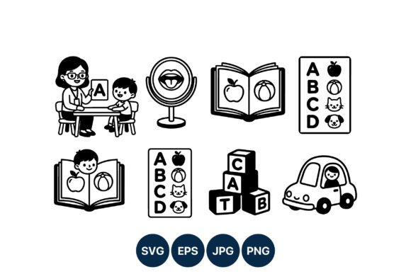 A Designer's Review of Black White Alphabet Learning Vector