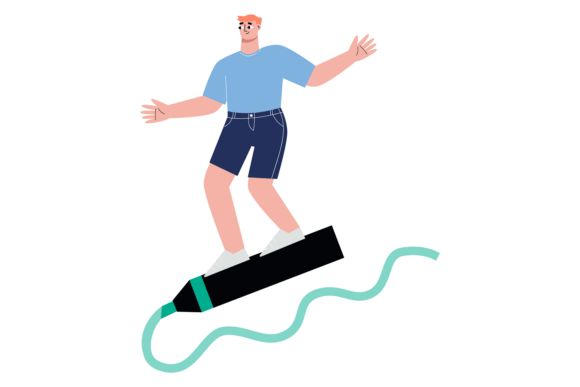 A Designer's Take on the Man Flying on Marker Embroidery File
