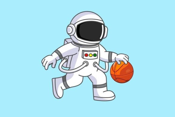 Cute Astronaut Dribble Basketball Vector