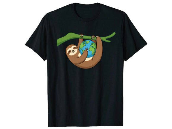 Cute Sloth Hugging Earth Day T-Shirt