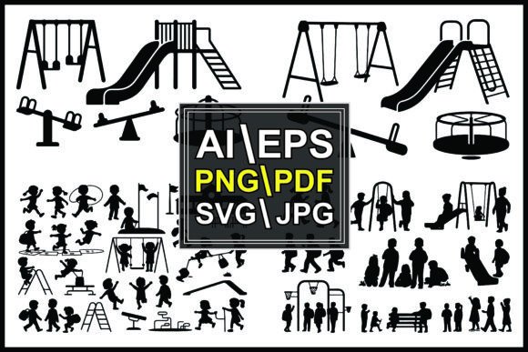 Silhouette Playground Equipment Children